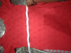 Red &amp; Grey stitched Kurthi Set