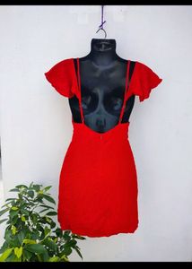 Red Flutter Sleeve Dress