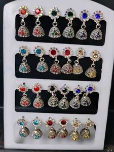 Colorful Jhumka Earrings Set of 12