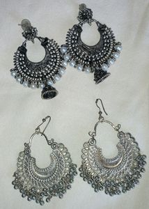 Combo Of 2 Silver Jhumkas.