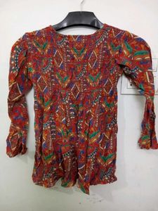 Reddish Maroon XL kurti with Ethnic Motif Prints✨