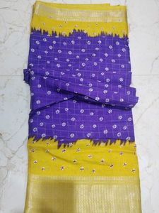 Elegant Blue &amp; Yellow Saree