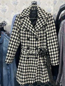 Houndstooth Print Coat