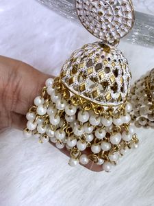 White Pearl &amp; Golden Earrings