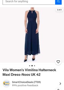Navy Blue  Elegant Halterneck Maxi Dress