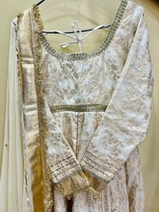 White Gold  Anarkali Kurta Set