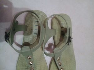 Green T-Strap Sandals