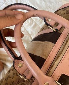 Auth Gucci Beige Canvas And Leather Web Boston Bag