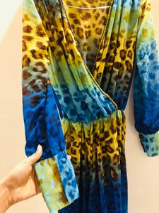 ANIMAL PRINT GEORGETTE DESIGNER JUMPSUIT IN M