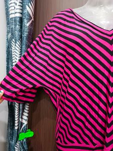 Pink And Black Stripped Top
