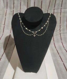 Pearl Heart 💗 Necklace With Pairing Earrings
