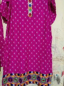 Pink Printed Kurti Set