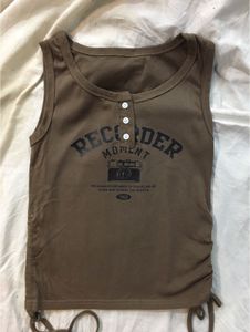 Y2k Brown Graphic Tank Top