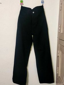 Wide Leg Black Denim Jeans