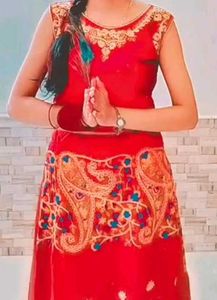 Red Embroidered Lehenga Set