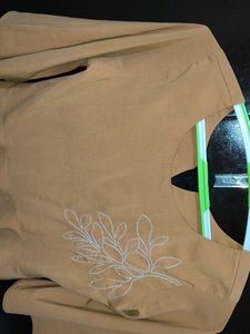 Elegant Tan Peplum Top