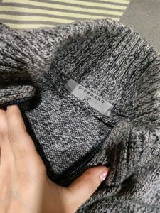 Gray Knit Sweater imported zipper