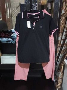 Combo Trendy Black Tee And Peach Cargo Pant