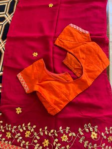 Rose Pink Pure Georgette gota patti saree