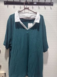 Stylish Teal Collared Top
