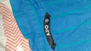 Beautiful Blue Colour High Low Shirt Pattern Top