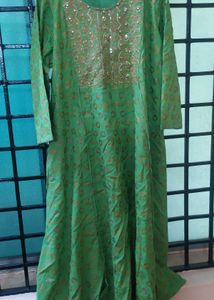 Green &amp; Gold Embellished Kurti