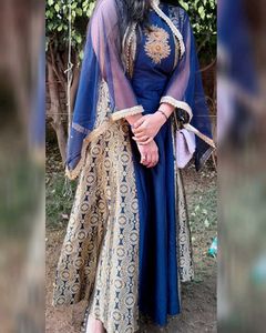 Blue &amp; Gold Embroidered Indian Dress