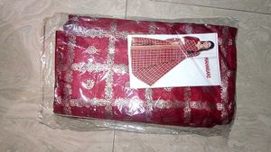 Maroon & Gold Sari - With Blouse - New in Package