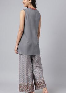 AURELIA Gray Kurta Palazzo Set (S)