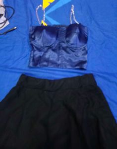 Blue Corset &amp; Black Skirt