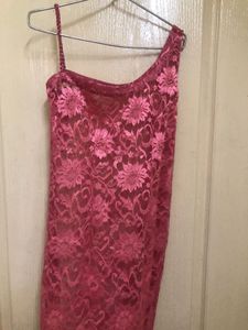 Pink Net One Shoulder Kurta