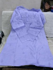 New Lavender Embroidered Lucknowi Kurta