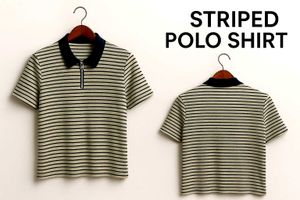 Striped Polo Shirt with Zipper Detail