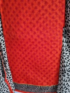 Red And Black Prnt Salwar Kameez UNStitched Fabric
