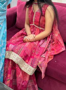 Pink Printed Kurta Plazo Set