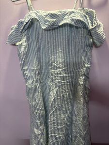 Blue Striped Button-Down Dress