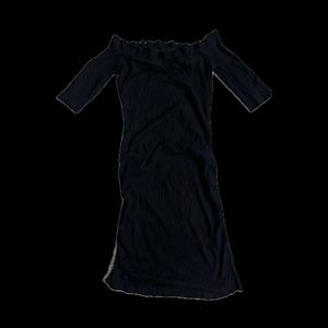 Black Off-Shoulder Midi Dress