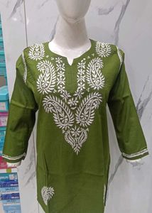 Lakhnavi Hand Embroidery Short Kurti