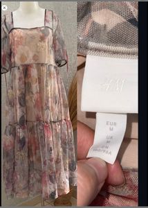 H&M Floral Mesh Midi Dress