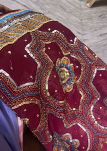 Embroidered Burgundy Sari