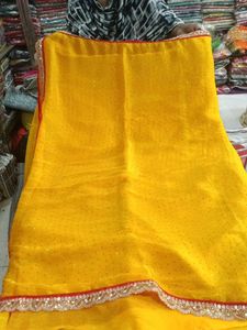 Yellow Embellished Saree