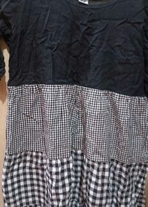 Black And White Cotton Short Dress