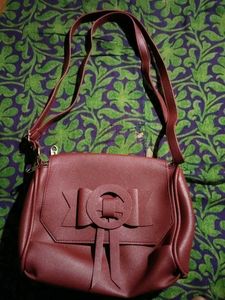Burgundy Bow Accent Crossbody Bag