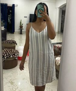 Strip V Neck Dress
