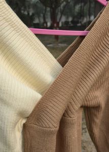 Stylish Two-Tone Ribbed Knit Wrap dress for Women