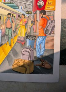Railway Station Artwork/ Painting on sheet