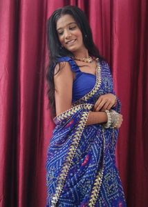 Blue Georgette Bandhani Saree