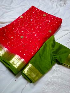 Elegant Rose Pink Banarasi Saree