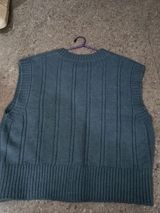 Light Blue Cropped Sweater Vest