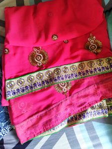 Pink Embroidered Saree